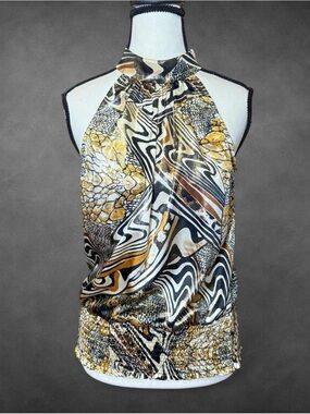 Cache Animal Print Halter Top – S